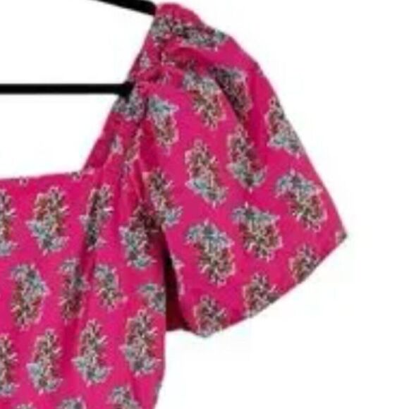 J. Crew Pink Floral Print Tiered Puff Sleeve Midi Dress  NWT - Picture 4 of 14